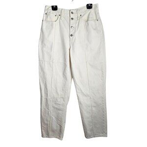 Madewell Womens Baggy Straight Jeans High Waist Size 30 Off-White Button Fly